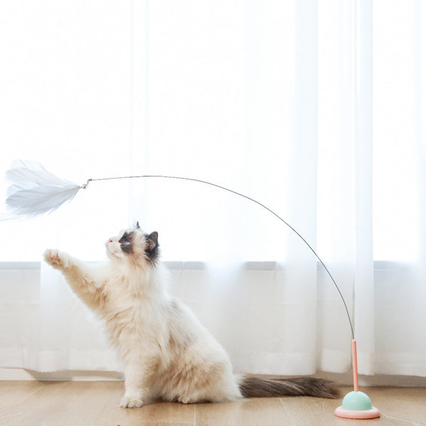Suction Cup UFO Cat Teaser - Self-Play Feather Toy